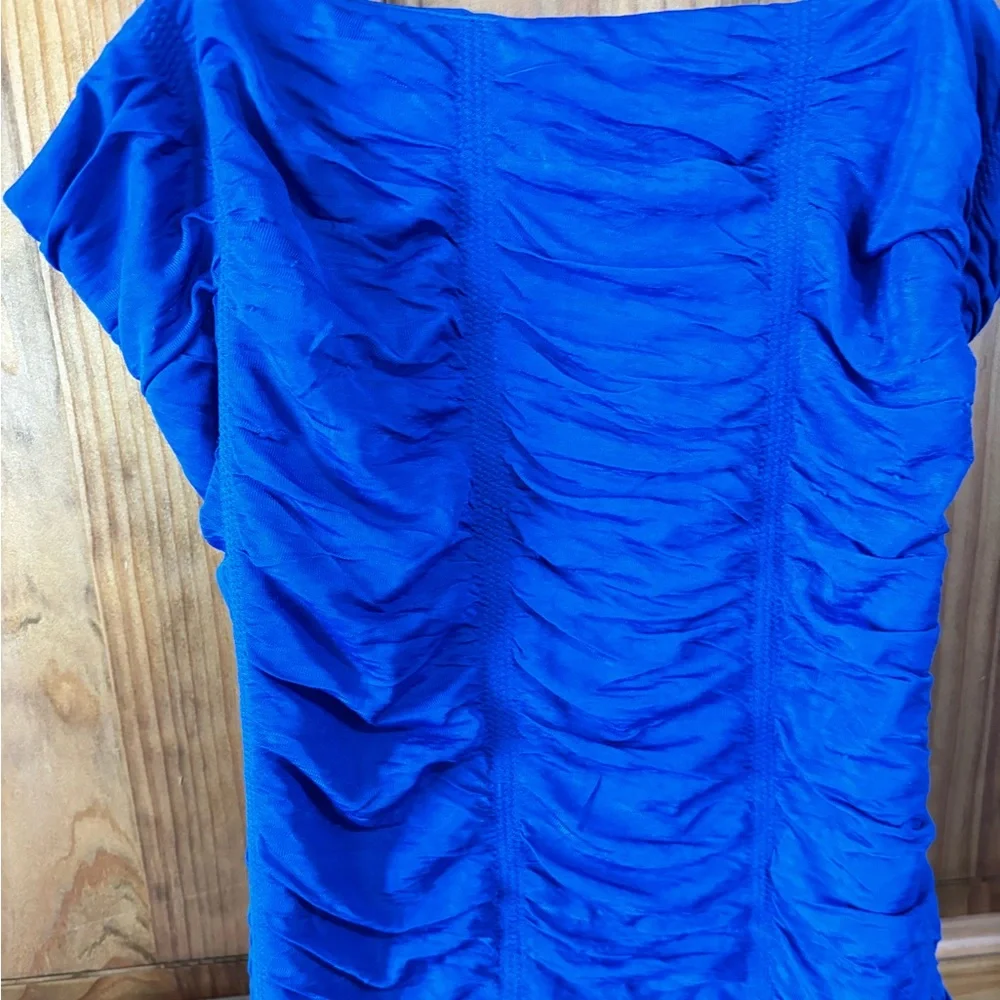 WINDSOR | Blue Ruched Open Back Mini Dress - Picture 4 of 8